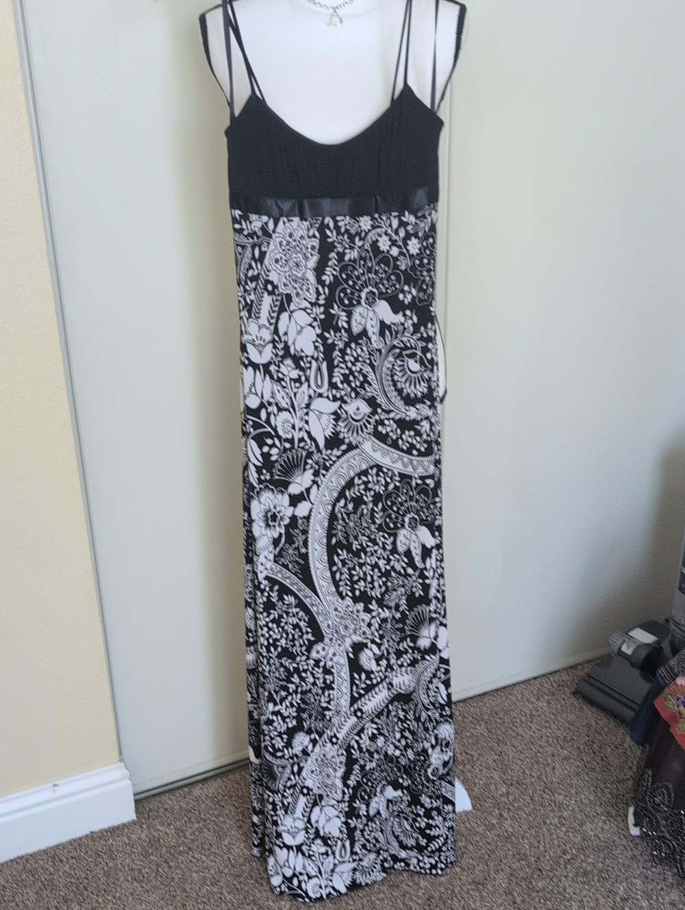 Love Tease Black and White Floral Maxi Dress